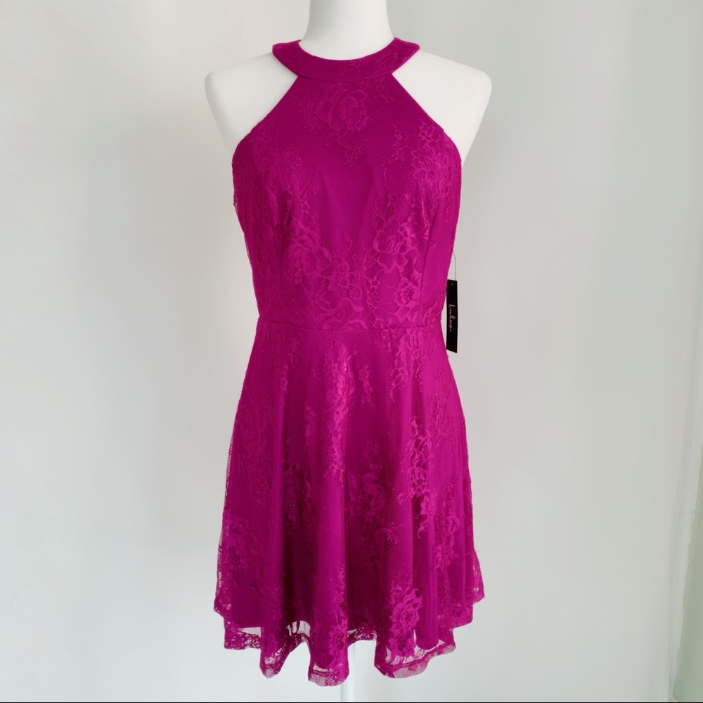 Lulu’s Magenta Lace Skater Dress